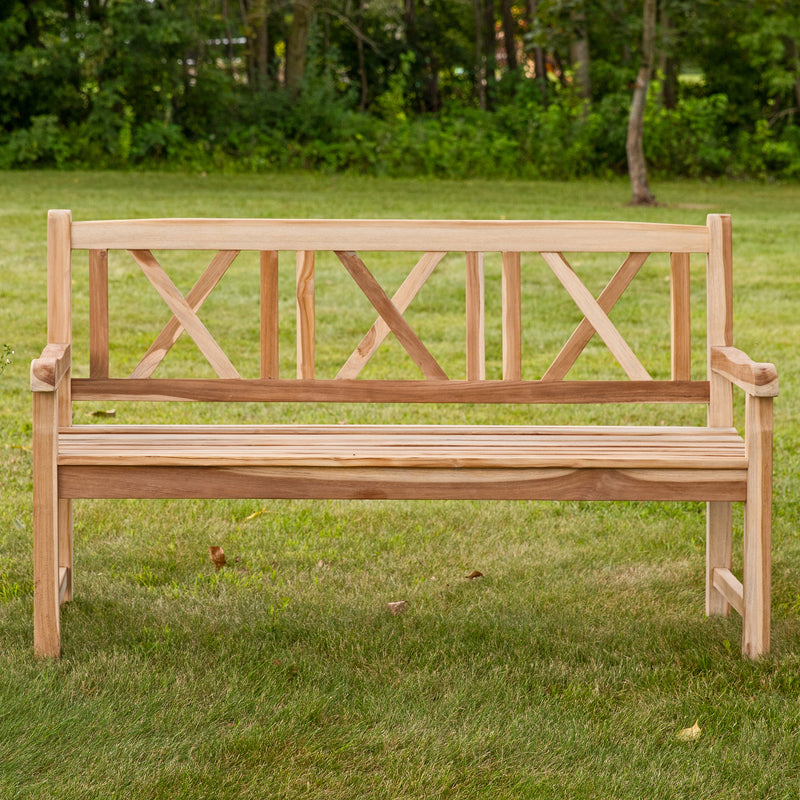 Sunnydaze 2-Person Teak Patio Bench for Outside