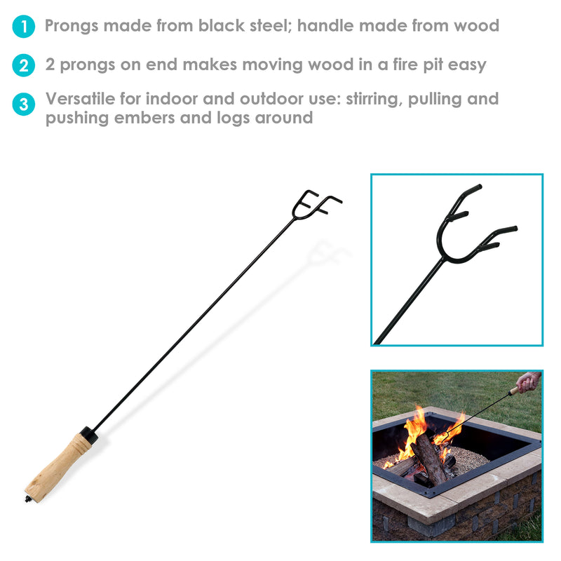 Sunnydaze Outdoor Fire Poker with Wood Handle - 26"