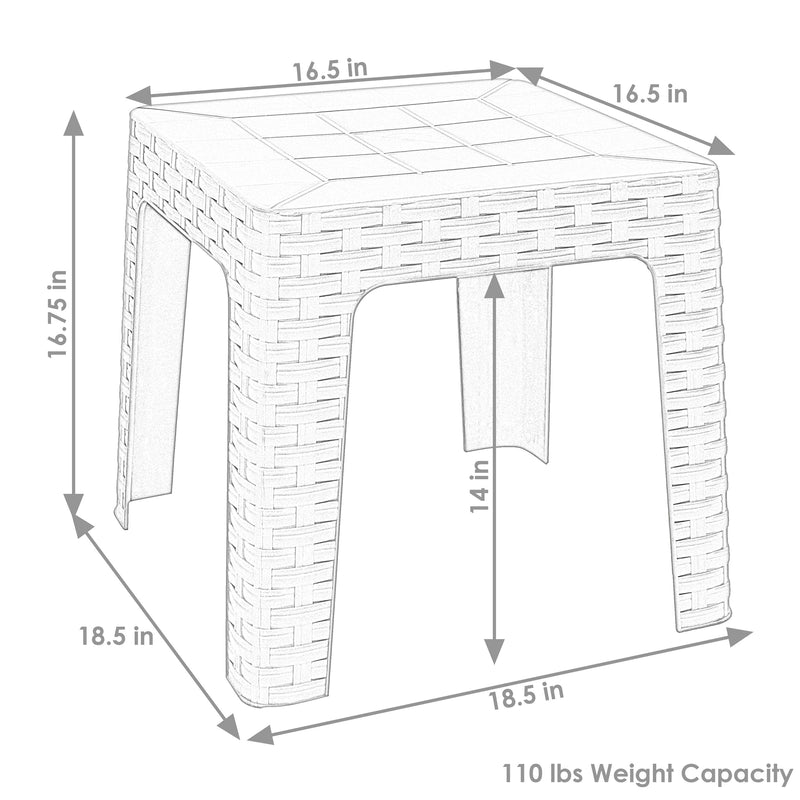 Sunnydaze 18" Plastic Square Patio Side Table