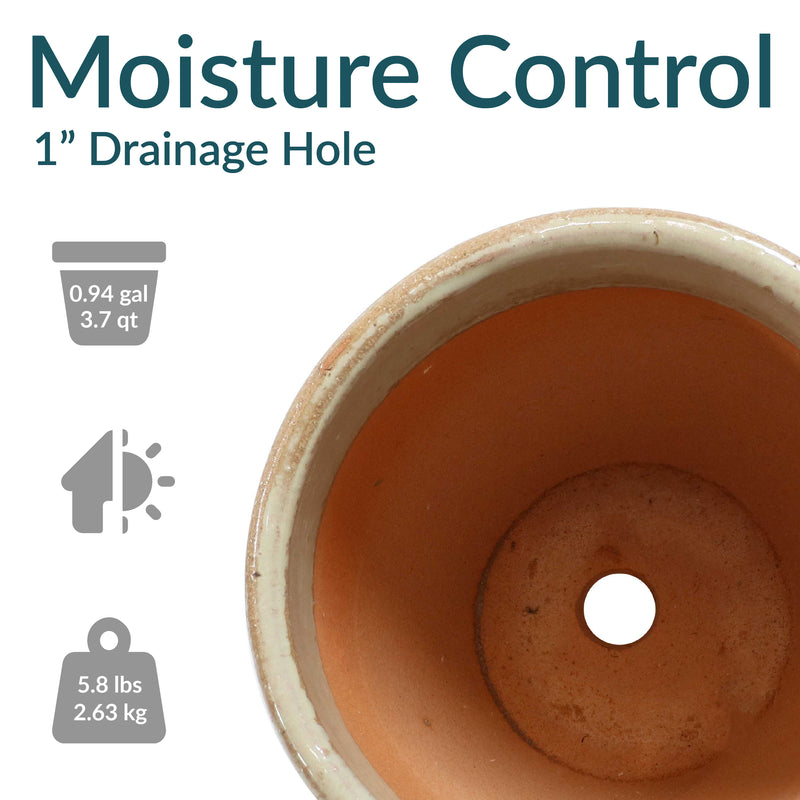 Sunnydaze Resort Glazed Ceramic Planter with Drainage Holes - Set of 2