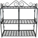 Sunnydaze 3-Tier Metal Iron Plant Stand with Decorative Scroll Design