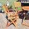Dimension image for outdoor meranti wood folding chairs with arms.