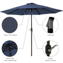 Sunnydaze 9' Aluminum Spun-Poly Market Umbrella with Tilt and Crank - Navy Blue