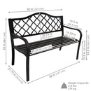 Sunnydaze 50" Outdoor Black Cast Iron Lattice Patio Bench