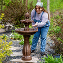 Sunnydaze 2-Tier Pineapple Solar Fountain with Battery Backup - 46" H