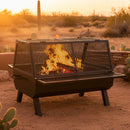 Sunnydaze Outdoor Fire Pit with Grill and Spark Screen -36" H