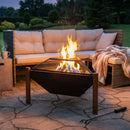 Sunnydaze Steel Outdoor Triangle Fire Pit and Side Table - 31"