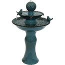 Sunnydaze Resting Birds Ceramic 2-Tiered Outdoor Water Fountain, 27-Inch