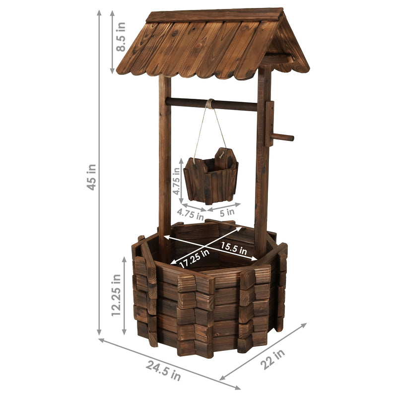 Sunnydaze Wood Wishing Well Outdoor Garden Planter - 45" H