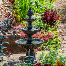 Sunnydaze Welcome 3-Tier Outdoor Water Fountain for Garden - 57"