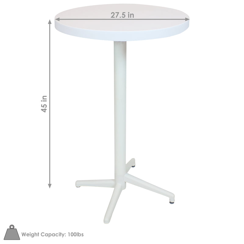 Sunnydaze Indoor/Outdoor All-Weather Round Foldable Bar Table - White