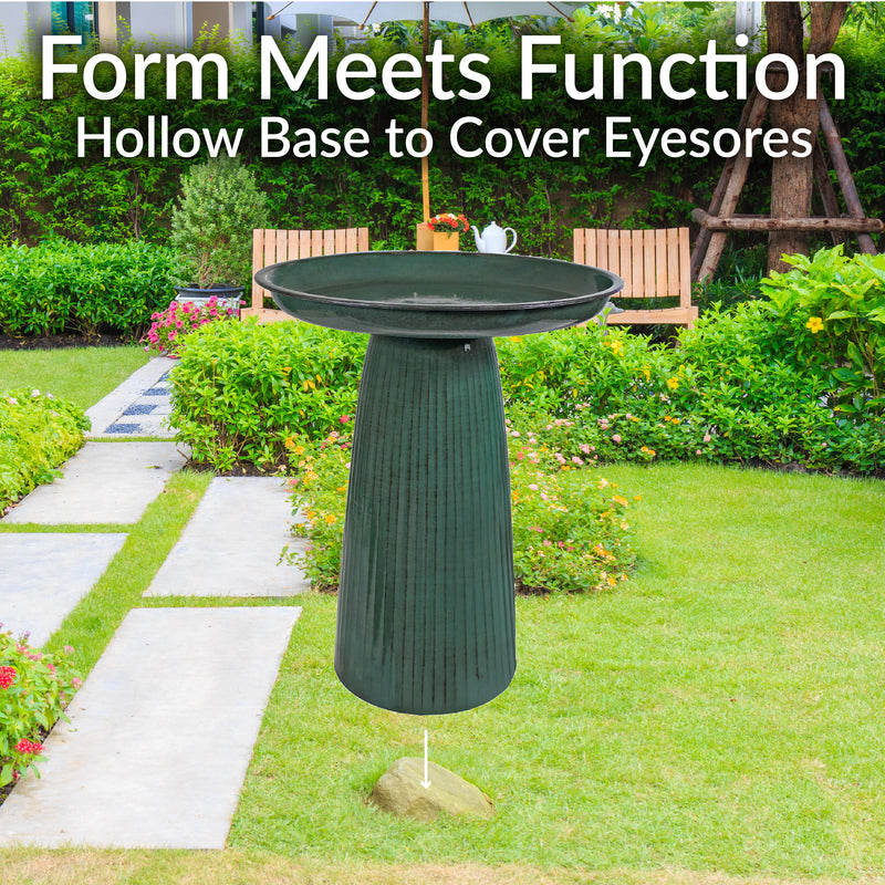 Sunnydaze Gleeful Garden Metal Outdoor Bird Bath - UV-Resistant Finish