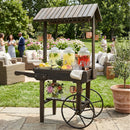Sunnydaze Rustic, Vintage Flower Cart Display Stand with Wheels - Gray