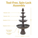 Sunnydaze 4-Tier Grand Courtyard Outdoor Water Fountain - 80" H