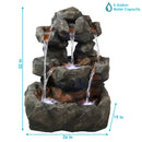 Sunnydaze Layered Rock Waterfall Outdoor Fountain with LED Lights - 32"