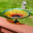 Sunnydaze Deck-Mounted/Staked Glass Bird Bath