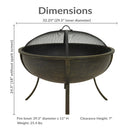 Sunnydaze 32" Outdoor Wood-Burning Fire Pit with Spark Screen
