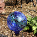 Dimension image for blue swirl gazing globe with hints of green and red.