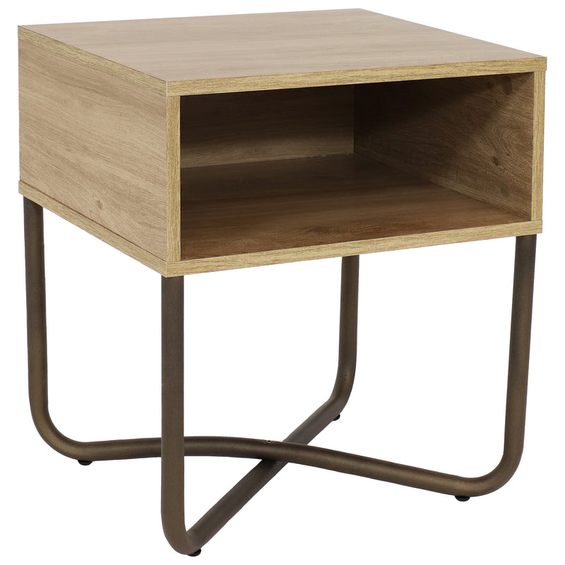 Sunnydaze Industrial Nightstand with Open Shelf - 19.75"