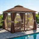 Sunnydaze 10' x 10' Gazebo with Screens and Privacy Walls