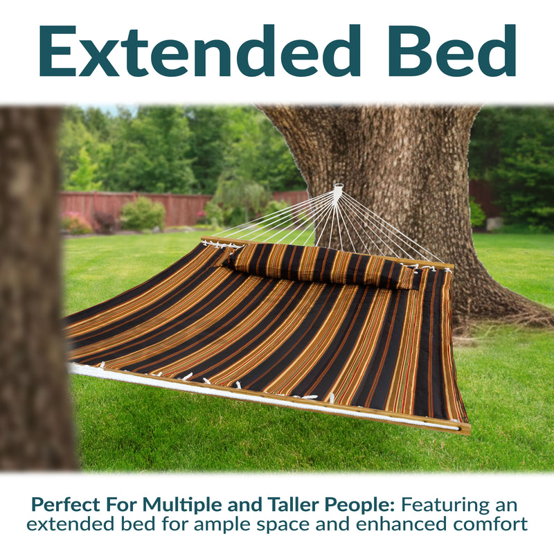 Sunnydaze 2-Person Extra Large Quilted Outdoor Hammock - 77.5" Bed