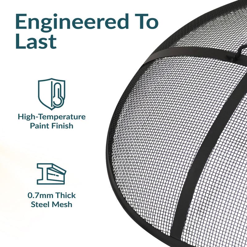 Sunnydaze Outdoor Heavy-Duty Steel Round Fire Pit Spark Screen