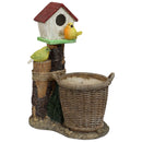 Sunnydaze Polyresin Bird House Statue Planter with Solar Lighted Birds