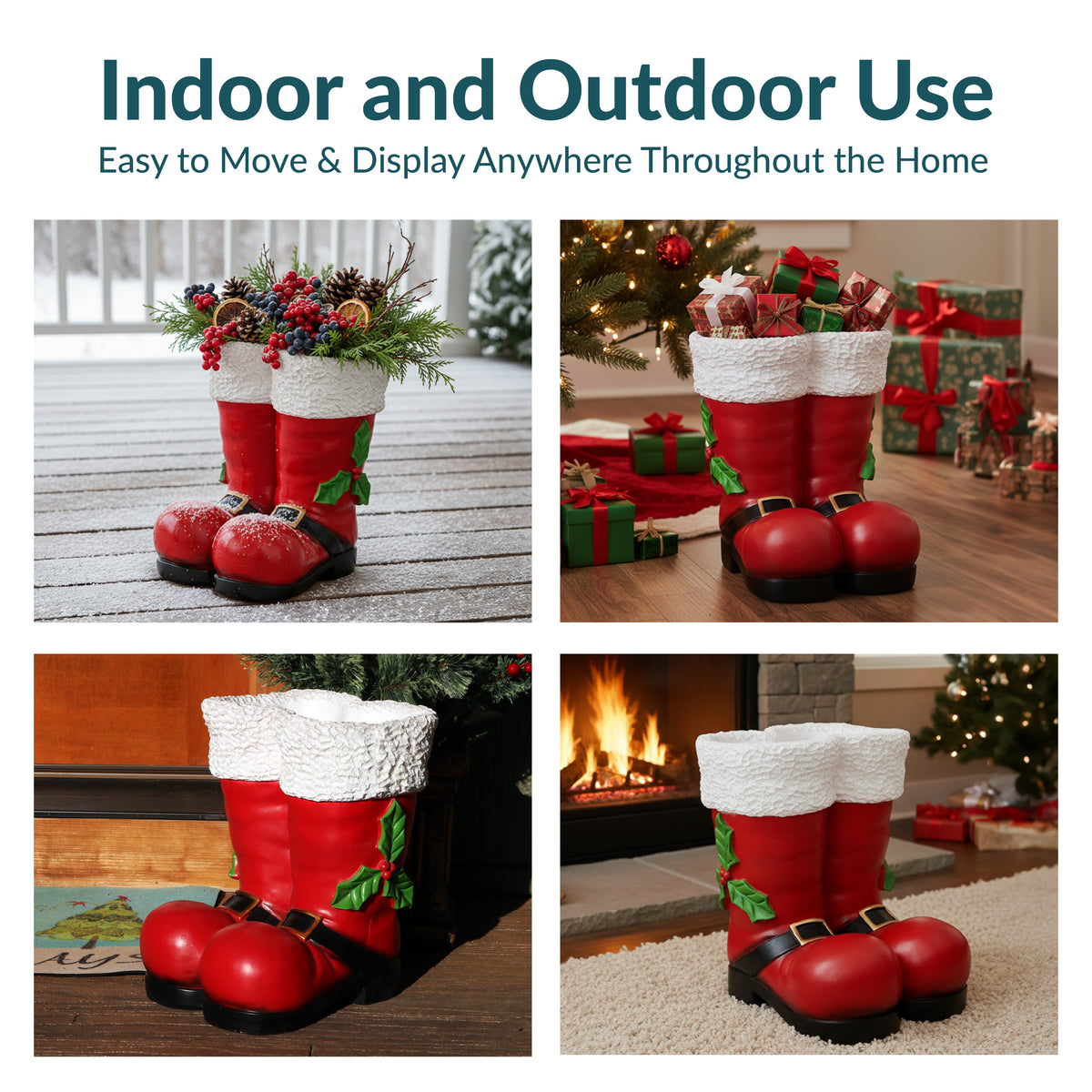 Sunnydaze Santa Boots Statue Christmas Decor - 13