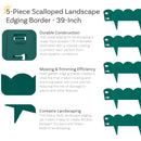 Sunnydaze Scalloped Metal Landscape Edging - Set of 5 - 41.75" Sections