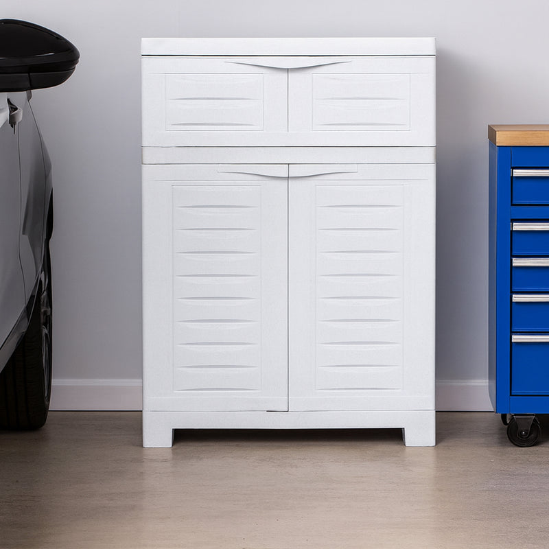Sunnydaze Plastic Garage Storage Cabinet with Adjustable Shelf - 34.5"