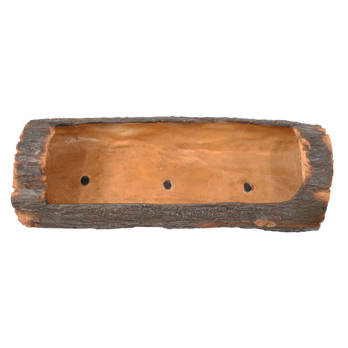 plastic log planter Sunnydaze Outdoor Rustic Polyresin Log Flower Pot Planter