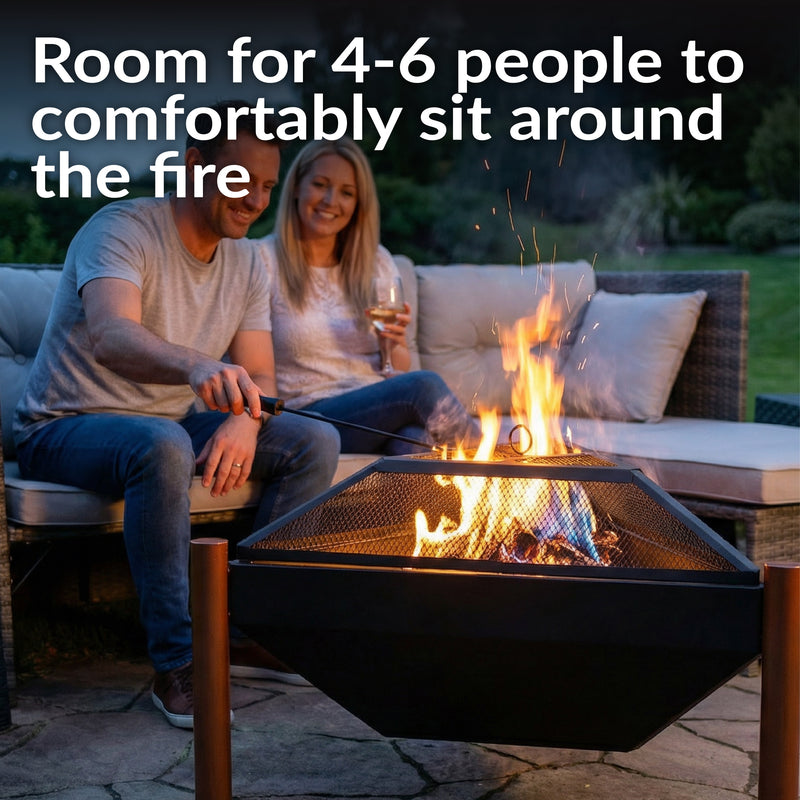 Sunnydaze Steel Outdoor Triangle Fire Pit and Side Table - 31