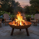 Sunnydaze Rustic Cast Iron Fire Pit Bowl with Stand