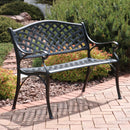 Sunnydaze 2-Person Checkered Cast Aluminum Metal Garden Bench - Black