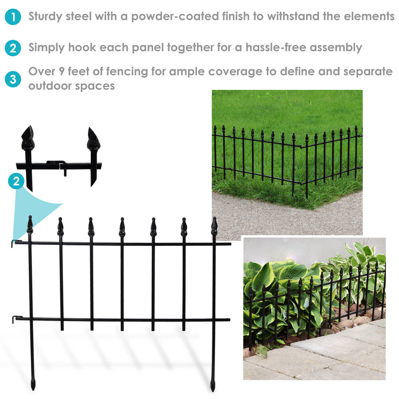 Sunnydaze 5-Piece Roman Garden Border Fence Set - 9 Overall Feet