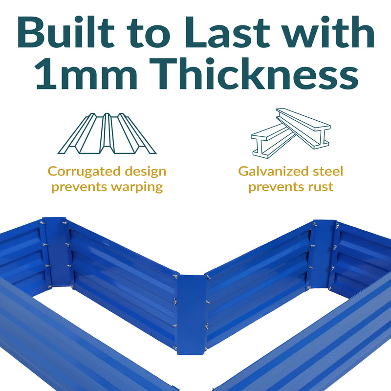 Sunnydaze Galvanized Steel L-Shaped Raised Garden Bed