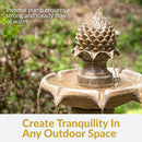Sunnydaze 2-Tier Pineapple Solar Fountain with Battery Backup - 46" H