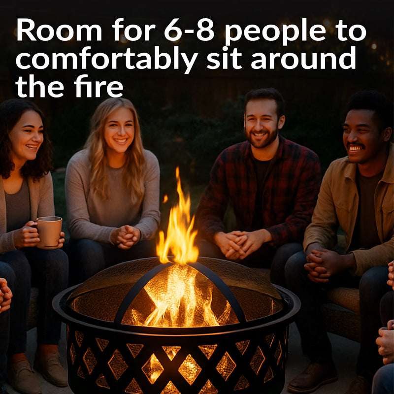 Sunnydaze Crossweave Wood-Burning Fire Pit with Spark Screen and Poker