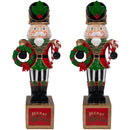 Sunnydaze 37 inch Karl the Nutcracker Christmas Decoration - Resin Indoor or Outdoor Nutcracker Statue 2 pack, on a white background.