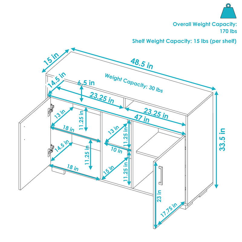 Image showing the overall product dimensions including height, depth and width.