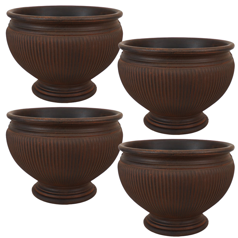 Sunnydaze Elizabeth Ribbed Urn Indoor/Outdoor Planter Pot, 16-Inch Diameter