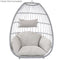 Sunnydaze Oliver Resin Wicker Egg Chair and Stand - Gray Cushions