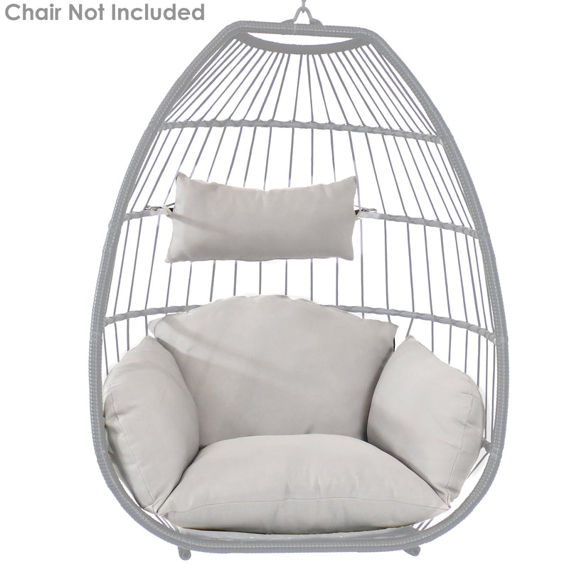 Sunnydaze Oliver Resin Wicker Egg Chair and Stand - Gray Cushions