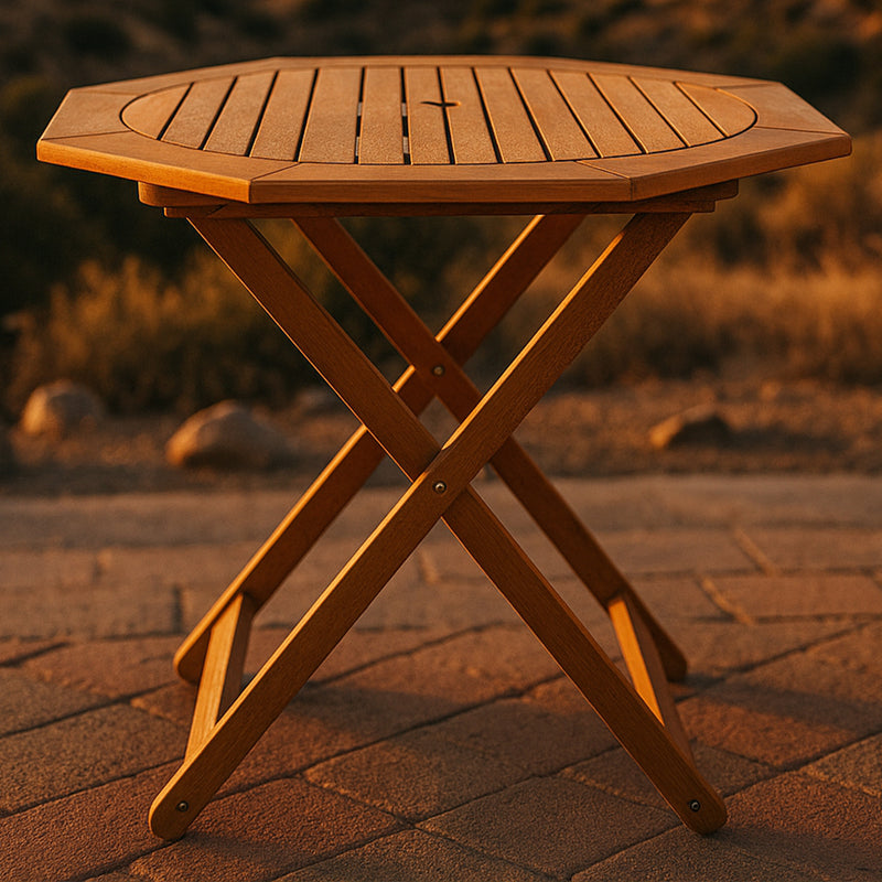 Sunnydaze Meranti Wood Octagon Outdoor Folding Patio Table