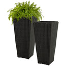 Sunnydaze Polyrattan Square Tall Wicker Planter
