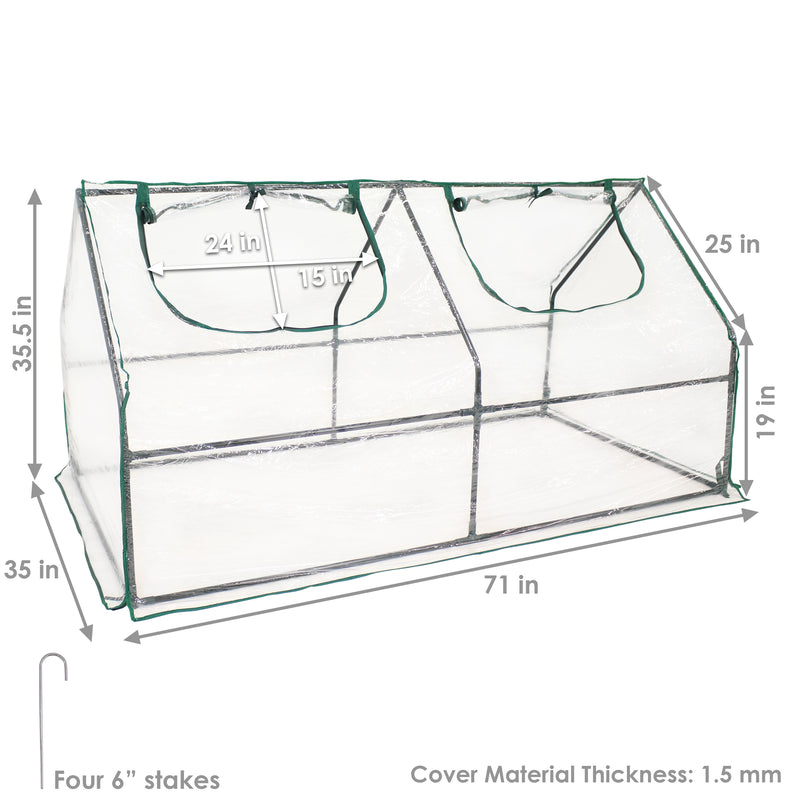 Sunnydaze Portable Mini Cloche Greenhouse with Zipper Doors - Clear