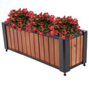 Sunnydaze Slatted Wood Planter Box with Removable Insert - 14.75” H