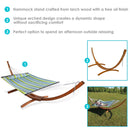 Sunnydaze 2-Person Double Rope Hammock with Wooden Stand