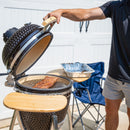 Sunnydaze Kamado Charcoal Grill and Smoker with Side Tables and Wheels