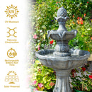 Sunnydaze Pineapple 2-Tier Solar Powered Fountain  with Battery Backup Fountain - 33"